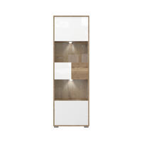 VITRINA boja hrasta, bela visoki sjaj   - siva/boja hrasta, Dizajnerski, staklo/pločasti materijal (62/194/41cm) - Hom`in