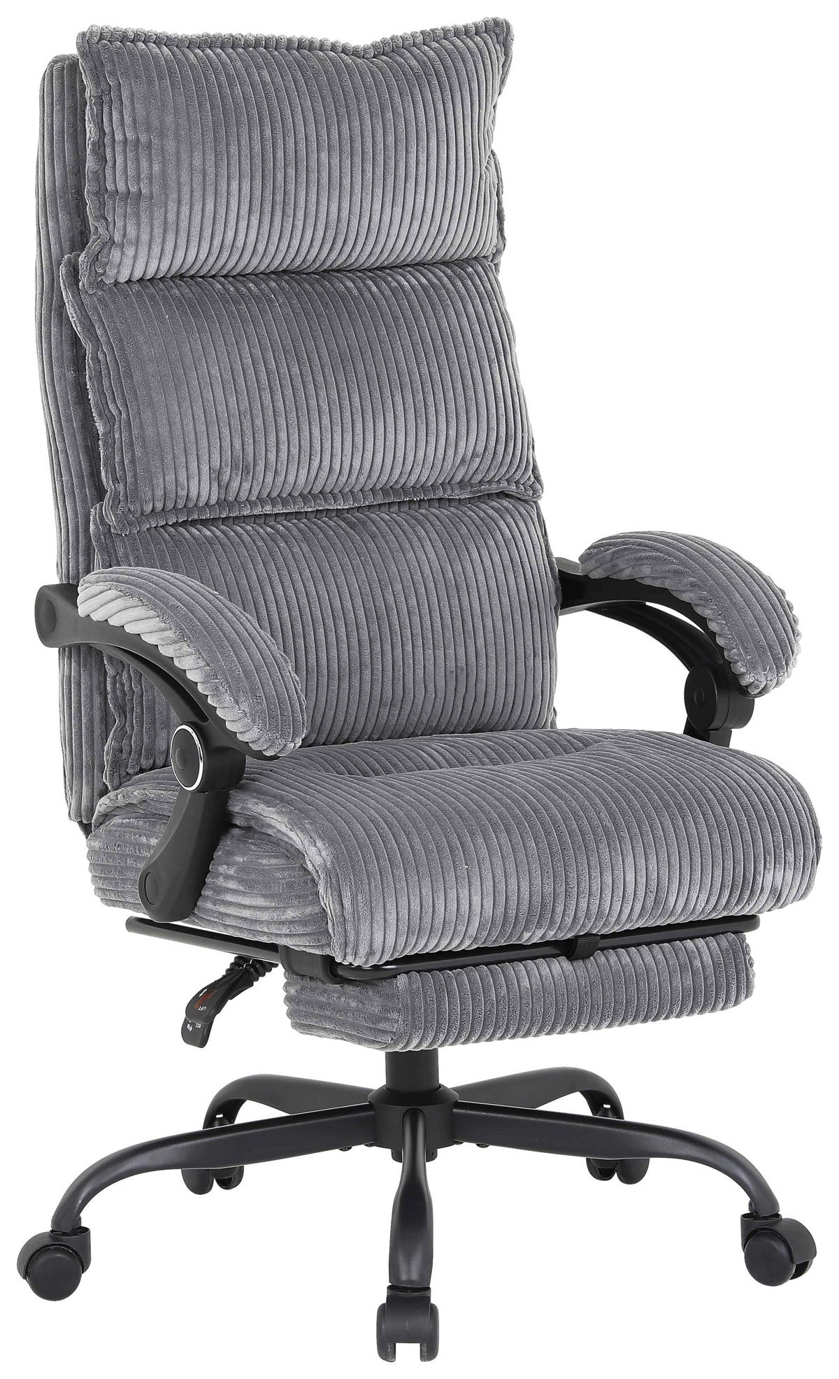 DREHSTUHL Cord Grau  - Schwarz/Grau, MODERN, Holz/Kunststoff (65/116/124/65cm) - MID.YOU