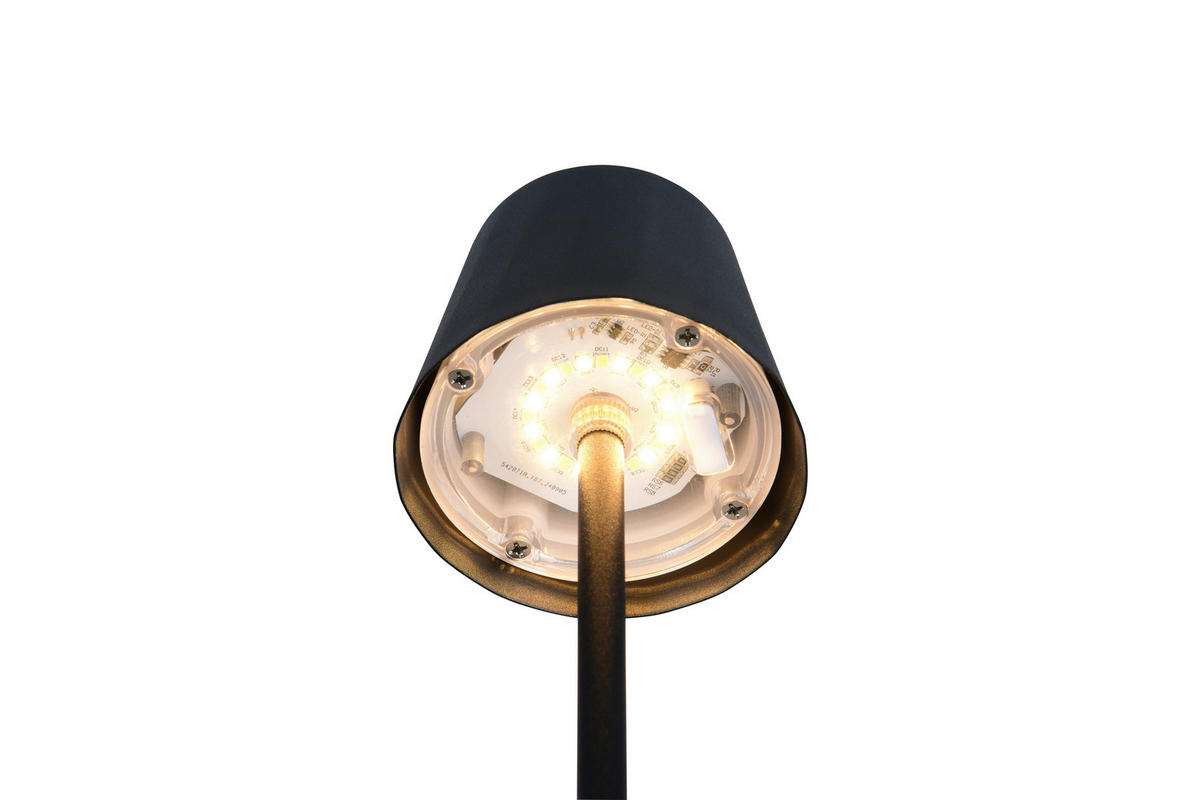 AKKU-TISCHLEUCHTE - Schwarz, Design, Metall (8,5/21cm)