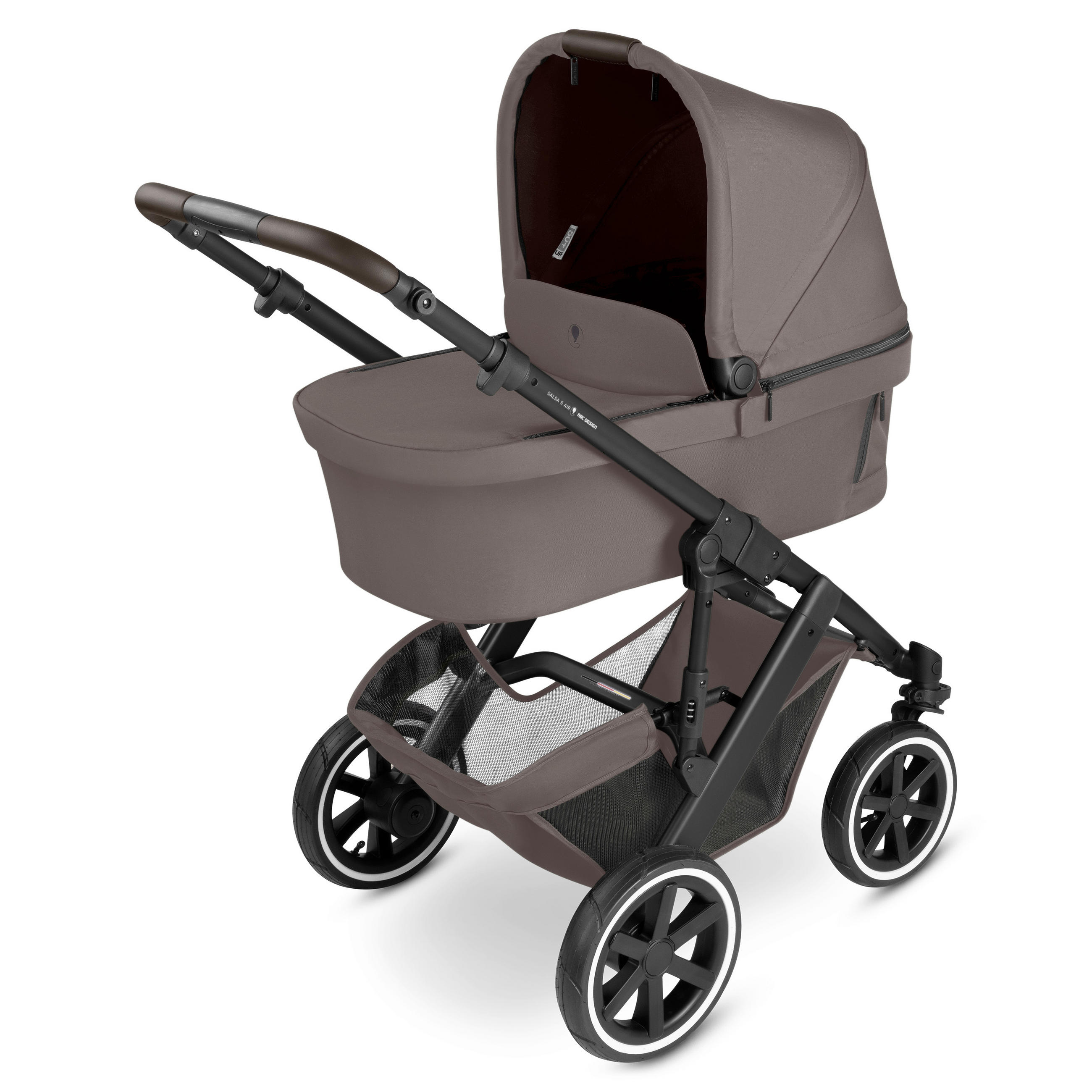 KINDERWAGENSET Salsa 5 Air Starter Set  - Graubraun/Schwarz, Basics, Textil/Metall (95.5/63/107.5cm) - ABC Design