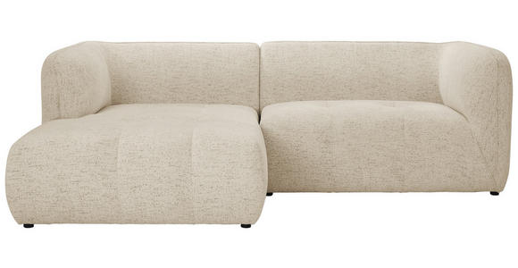 ECKSOFA Sandfarben Chenille  - Sandfarben/Schwarz, KONVENTIONELL, Kunststoff/Textil (164/255cm) - Ambia Home