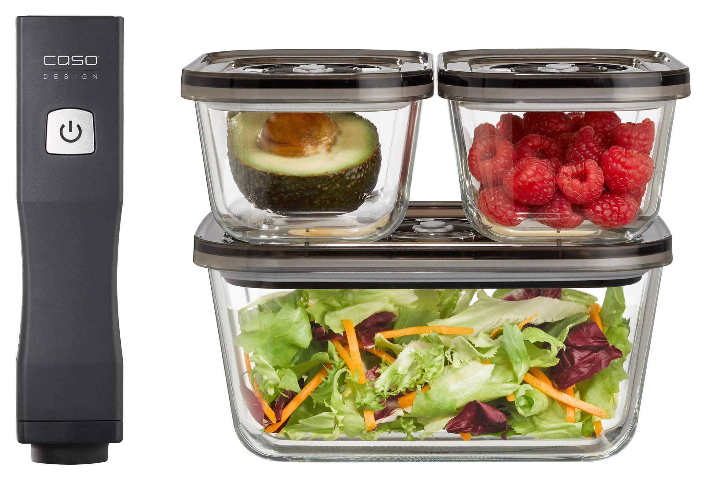 HANDVAKUUMIERER  - Transparent/Schwarz, Basics, Glas/Kunststoff (4,5/19,5/4,5cm) - CASO Design