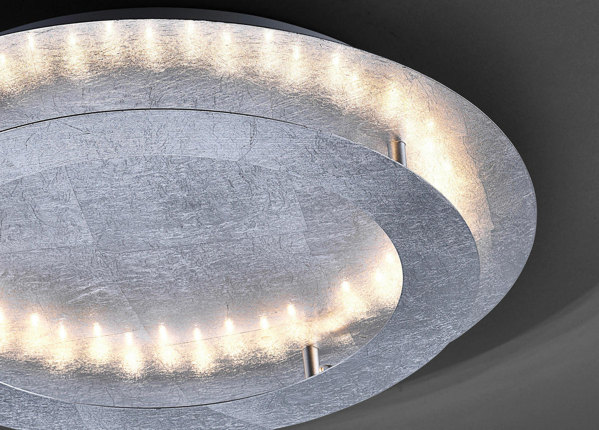 LED-DECKENLEUCHTE Nevis 50/50/8 cm   - Silberfarben, Design, Kunststoff/Metall (50/50/8cm) - Paul Neuhaus