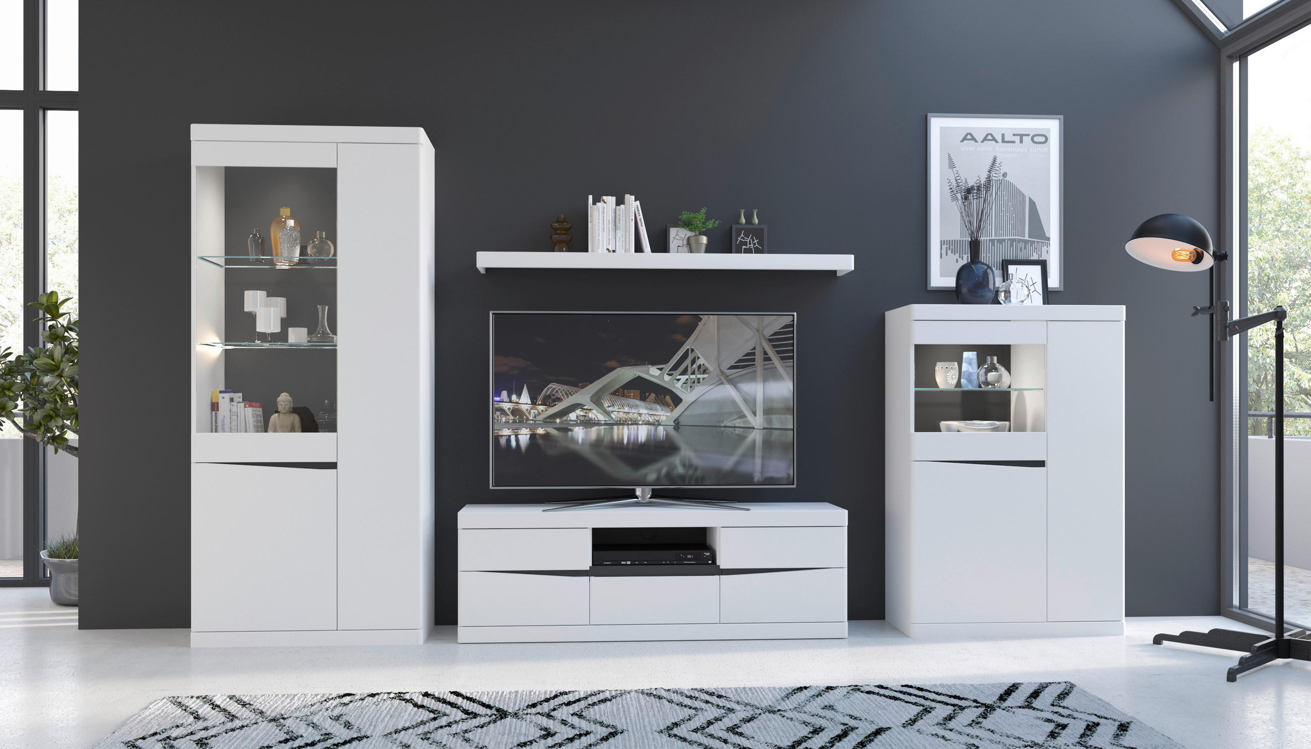 Stapelprogramm Turino Neo 4 Teilig Weiß/Graphit B: 322cm