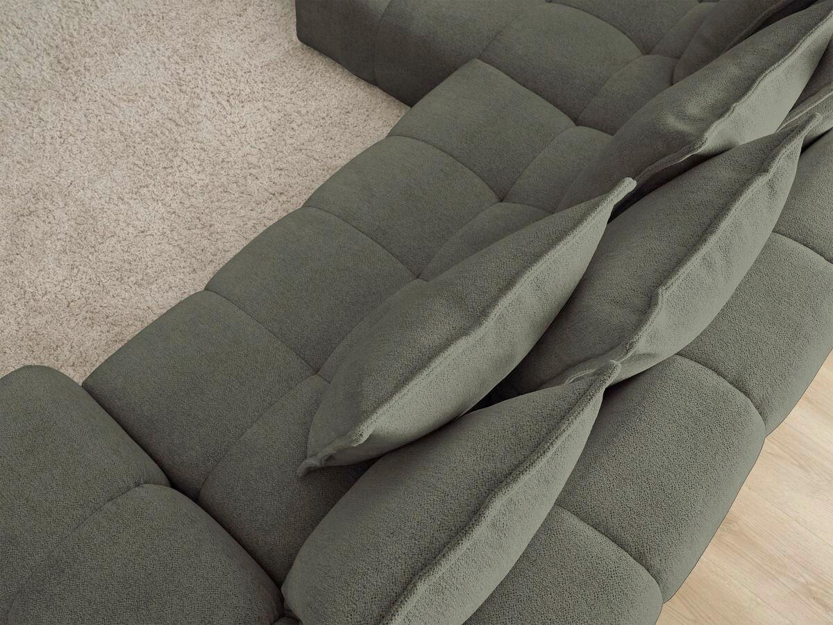 ECKSCHLAFSOFA EVEREST  mit Rücken echt, Armteil links, Armteil rechts Flachgewebe Grün  - Schwarz/Grün, MODERN, Kunststoff/Textil (180/318cm) - Livetastic
