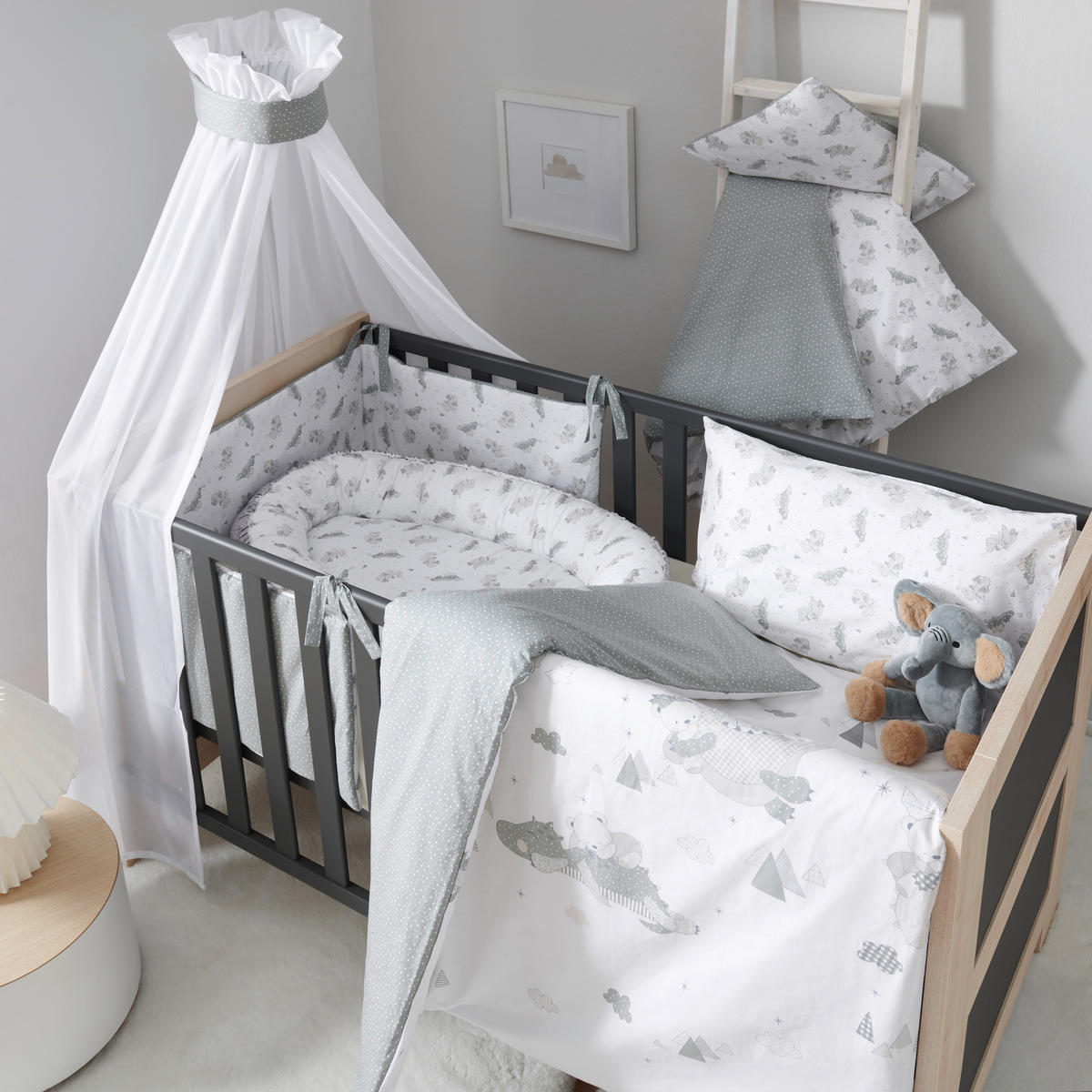 BABYBETTWÄSCHE Kleiner Drache Flachgewebe 80/80 cm  - Weiß/Grau, Basics, Textil (80/80cm) - Patinio