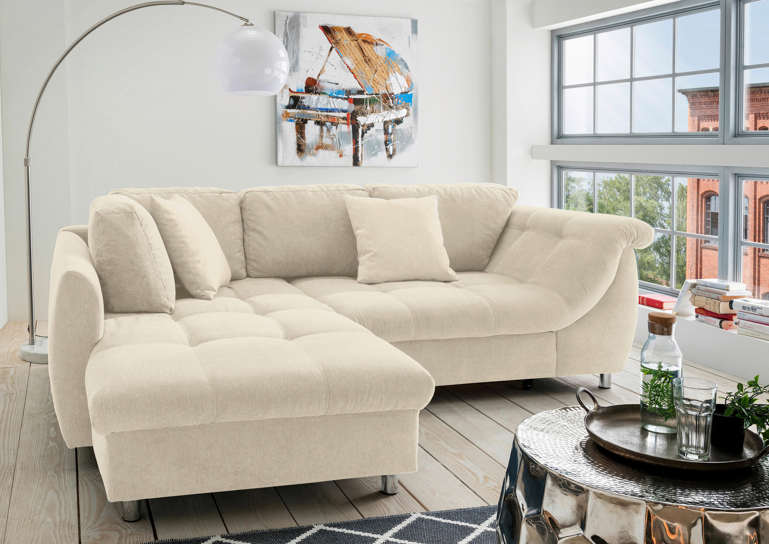 P & B Eckschlafsofa Beige 250x190 cm