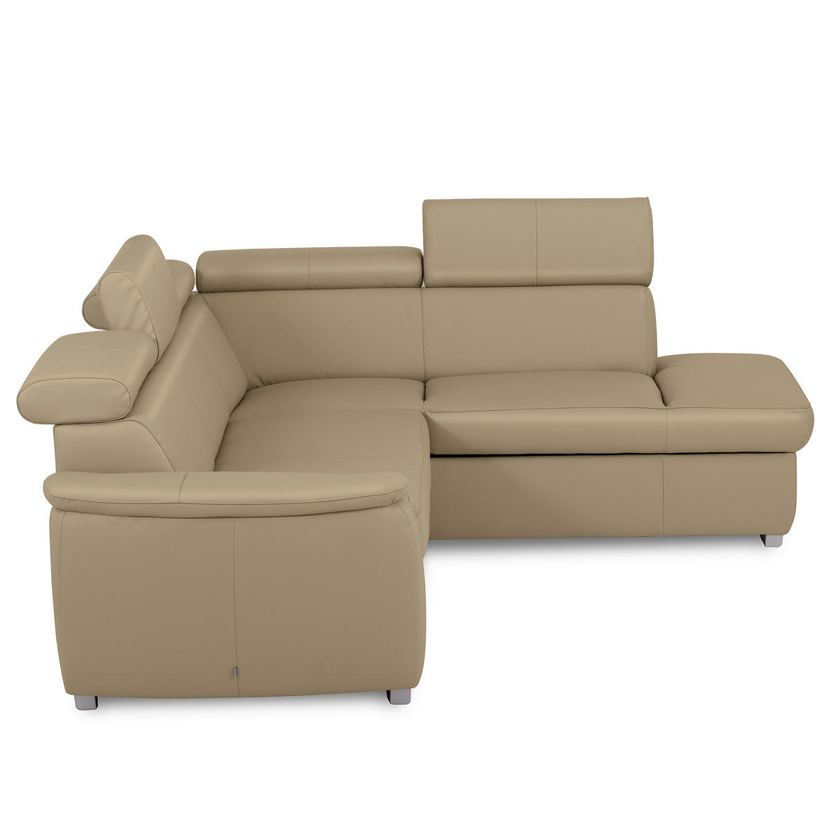 ECKSOFA  in Lederlook Echtleder Hellgrau  - Silberfarben/Hellgrau, Leder/Holz (262/211cm) - Celina Home