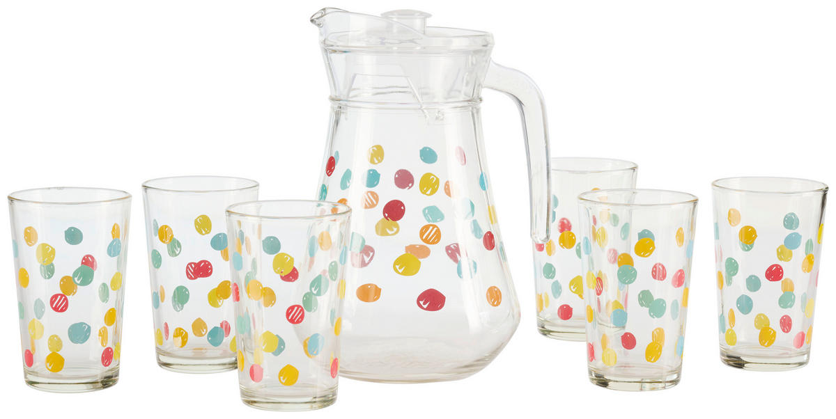 GLÄSERSET  7-teilig  - Klar/Multicolor, Basics, Glas - Novel