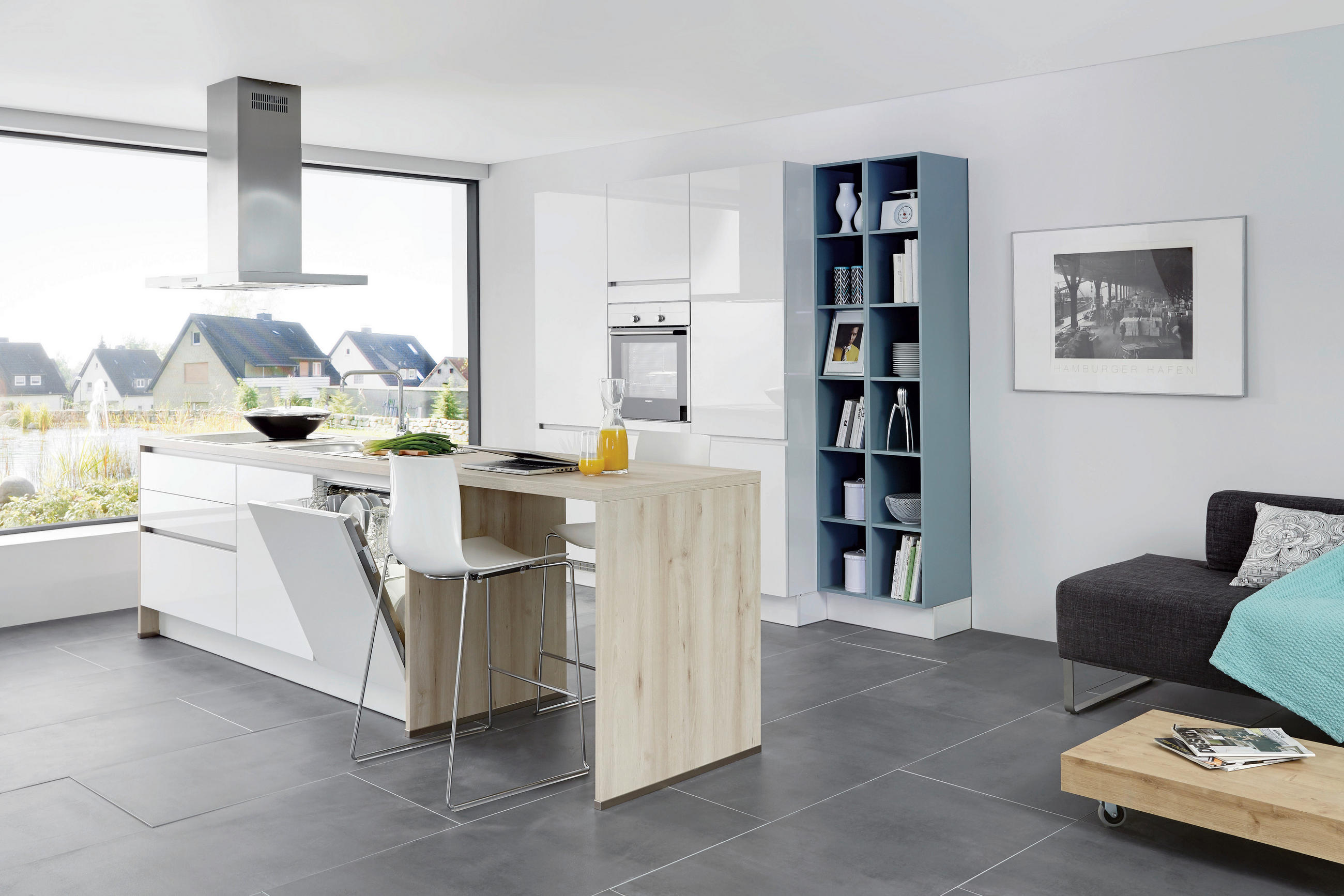 EINBAUKÜCHE   - Weiß, Design, Holzwerkstoff - Celina
