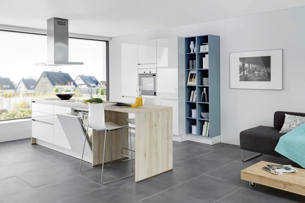 EINBAUKÜCHE   - Weiß, Design, Holzwerkstoff - Celina