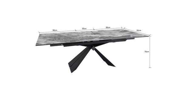 ESSTISCH in Metall, Glas, Keramik 200/76/95 cm - Schwarz/Grau, Design, Glas/Keramik (200/76/95cm) - Novel