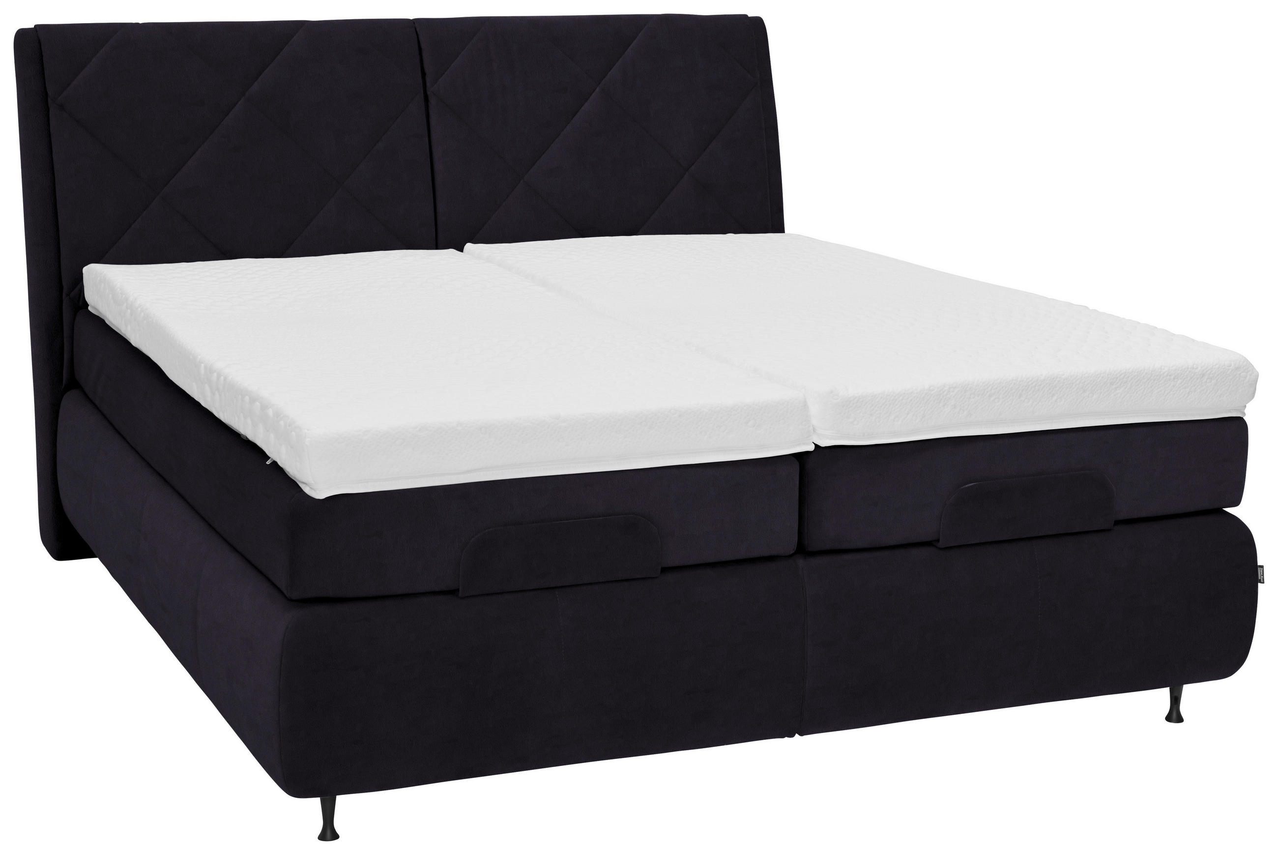 BOXSPRINGBETT 180/200 cm  in Dunkelgrau  - Dunkelgrau/Schwarz, KONVENTIONELL, Textil/Metall (180/200cm) - Dieter Knoll