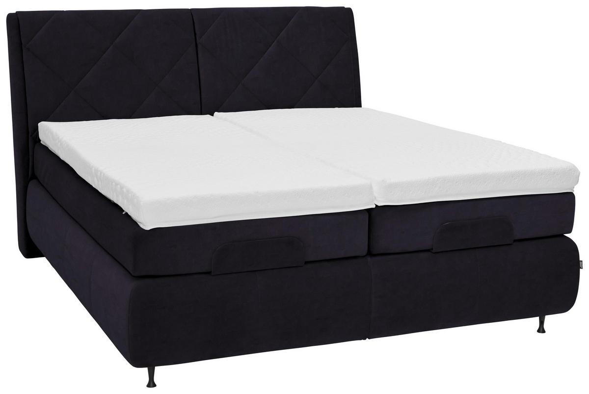 BOXSPRINGBETT 180/200 cm  in Dunkelgrau  - Dunkelgrau/Schwarz, Konventionell, Textil/Metall (180/200cm) - Dieter Knoll