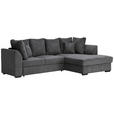 ECKSOFA in Cord Anthrazit  - Anthrazit/Schwarz, Design, Kunststoff/Textil (259/174cm) - Cantus