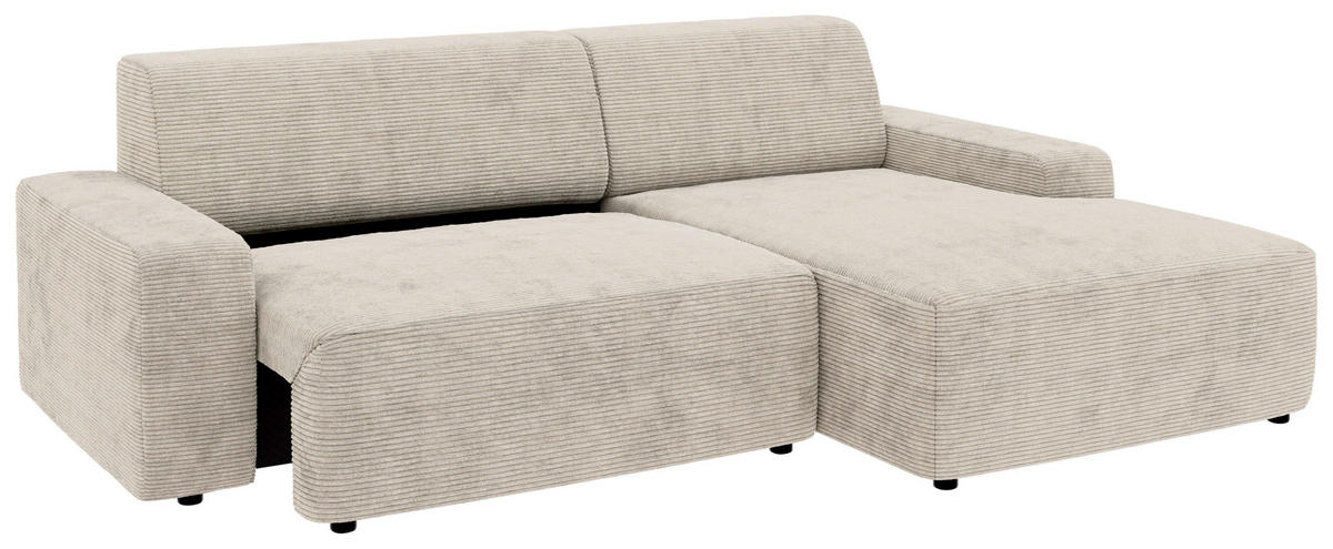 ECKSOFA in Cord Creme  246/162 cm  - Creme/Schwarz, MODERN, Kunststoff/Textil (246/162cm) - Trendmanufaktur