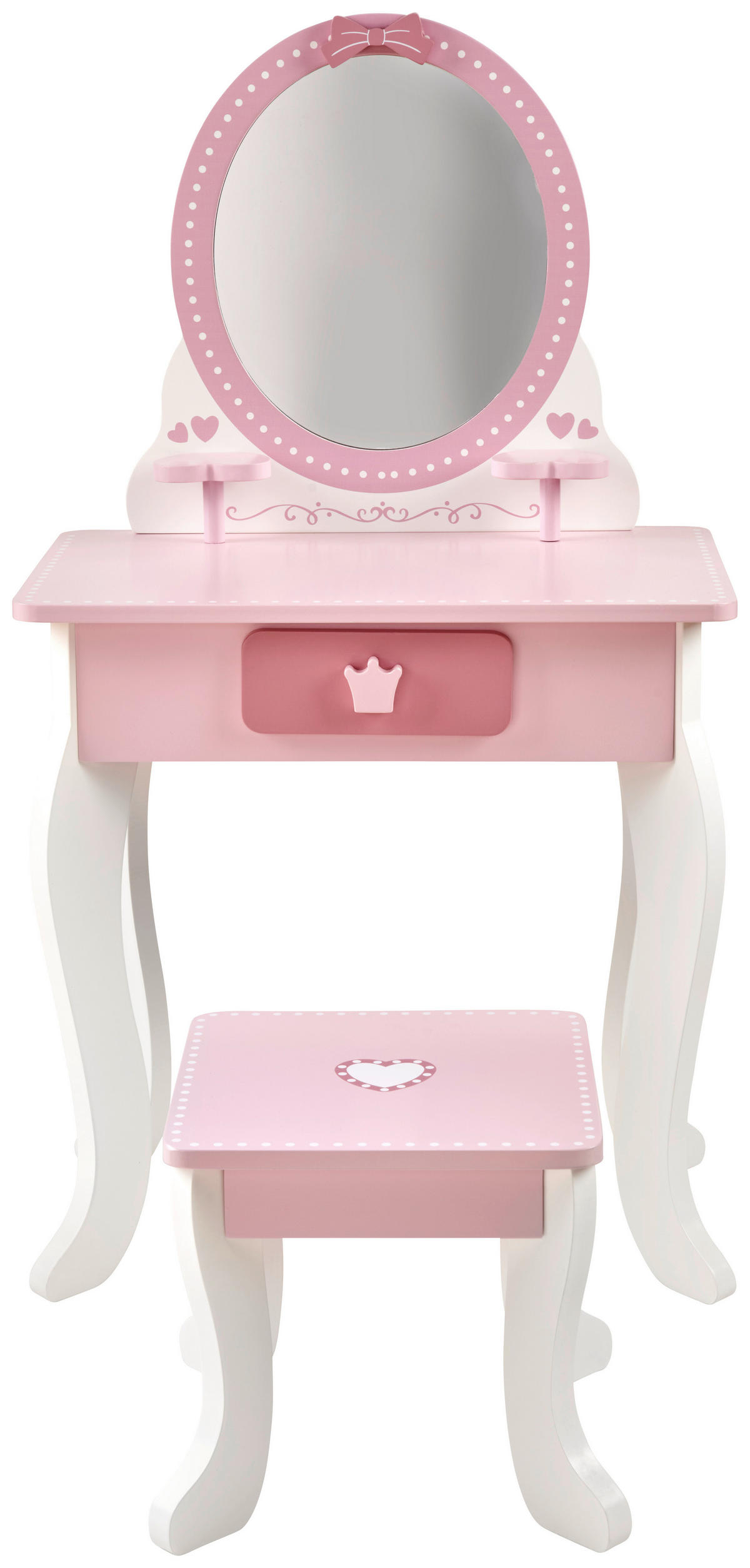 TOALETNÝ STOLÍK  - biela/ružová, Basics, kompozitné drevo/plast (48/29/87cm) - My Baby Lou