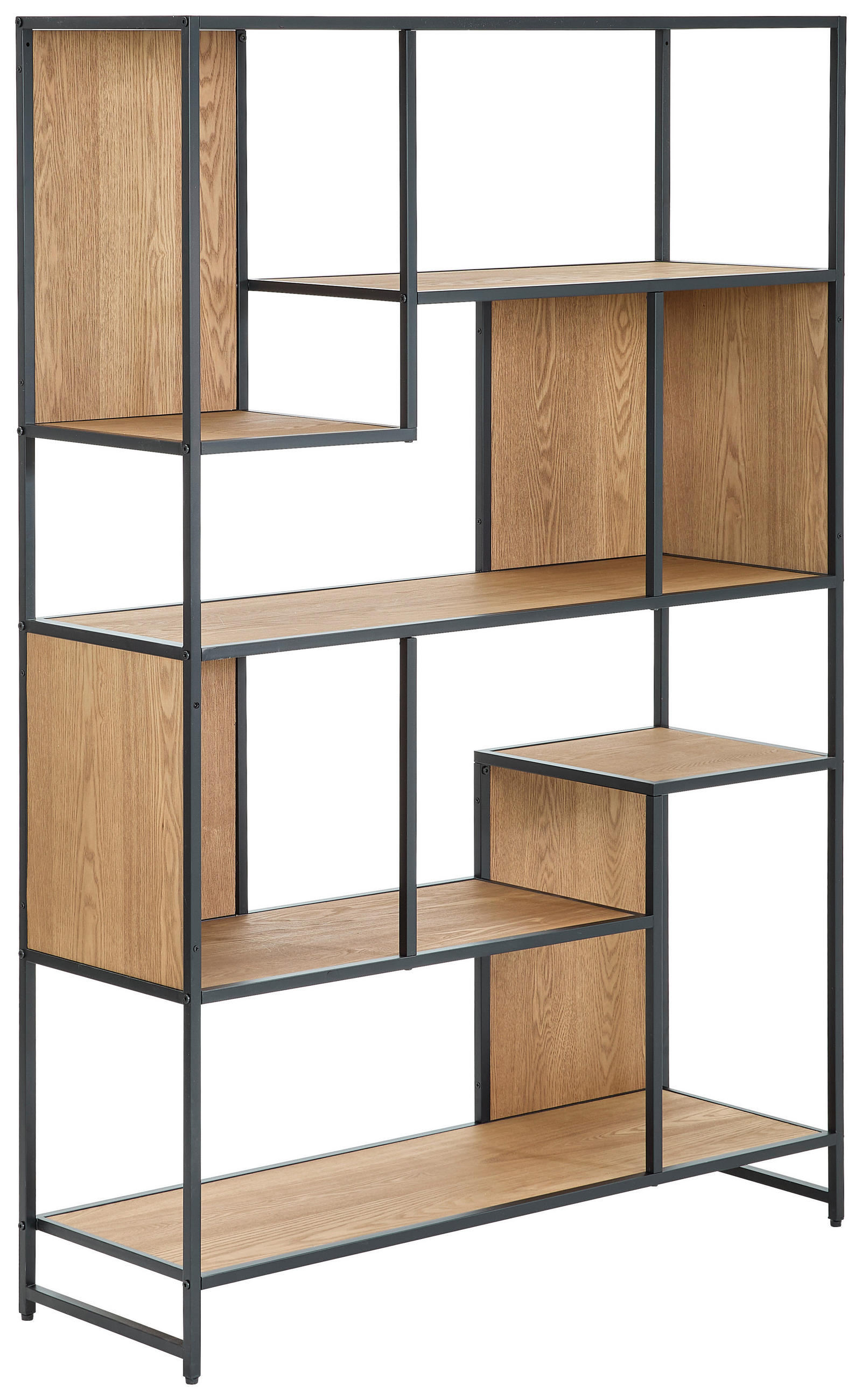 REGAL  110/160/35 cm Naturfarben, Schwarz  - Schwarz/Naturfarben, Design, Holz/Holzwerkstoff (110/160/35cm) - MID.YOU