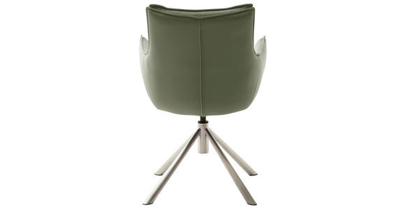 ARMLEHNSTUHL in Edelstahl beschichtet - Edelstahlfarben/Olivgrün, Design, Textil/Metall (60/90/65cm) - Novel