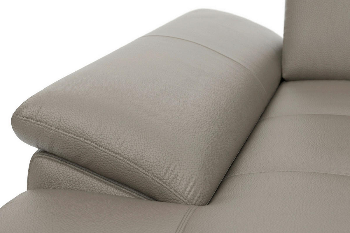 ECKSOFA COSTELLO E Grau Echtleder Nierenkissen, Armteilverstellung, Sitztiefenverstellung  - Schwarz/Grau, Basics, Leder/Textil (176/301cm) - Sit & More