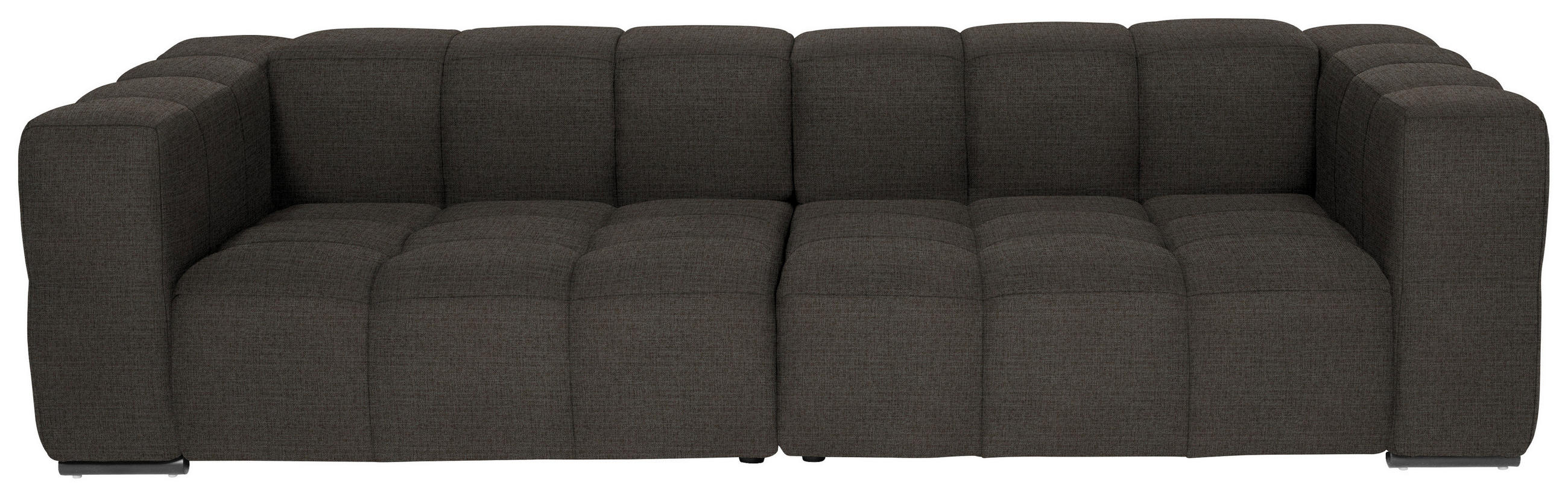 BIGSOFA  in Flachgewebe, Leinenoptik Dunkelbraun  - Dunkelbraun/Schwarz, Design, Textil/Metall (262/66/113cm) - Belluti