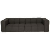 BIGSOFA  in Flachgewebe, Leinenoptik Dunkelbraun  - Dunkelbraun/Schwarz, Design, Textil/Metall (262/66/113cm) - Belluti
