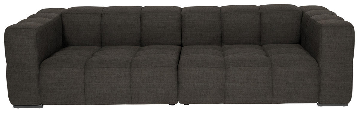 BIGSOFA  in Flachgewebe, Leinenoptik Dunkelbraun  - Dunkelbraun/Schwarz, Design, Textil/Metall (262/66/113cm) - Belluti