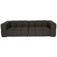 BIGSOFA  in Flachgewebe, Leinenoptik Dunkelbraun  - Dunkelbraun/Schwarz, Design, Textil/Metall (262/66/113cm) - Belluti