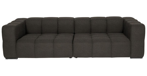 BIGSOFA  in Flachgewebe, Leinenoptik Dunkelbraun  - Dunkelbraun/Schwarz, Design, Textil/Metall (262/66/113cm) - Belluti