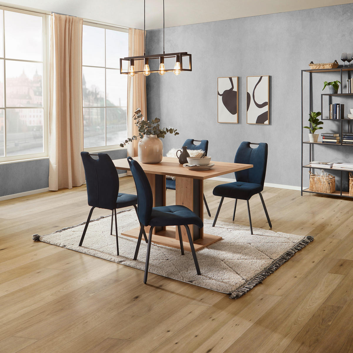 ESSTISCH rechteckig Eiche Artisan  - Schwarz/Eiche Artisan, KONVENTIONELL, Holzwerkstoff (138/74/90cm) - home24