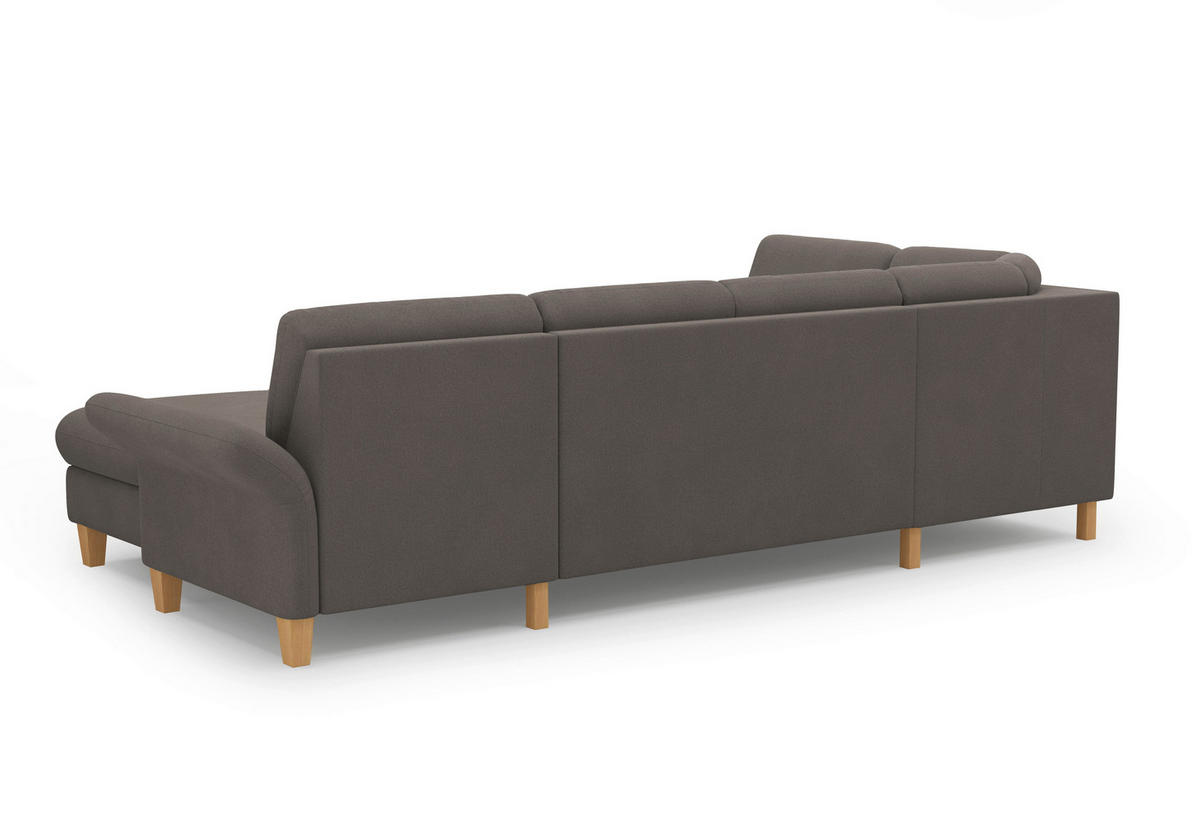 WOHNLANDSCHAFT Graphitfarben Flachgewebe  - Eichefarben/Graphitfarben, KONVENTIONELL, Holz/Textil (195/314/164cm) - Sit & More