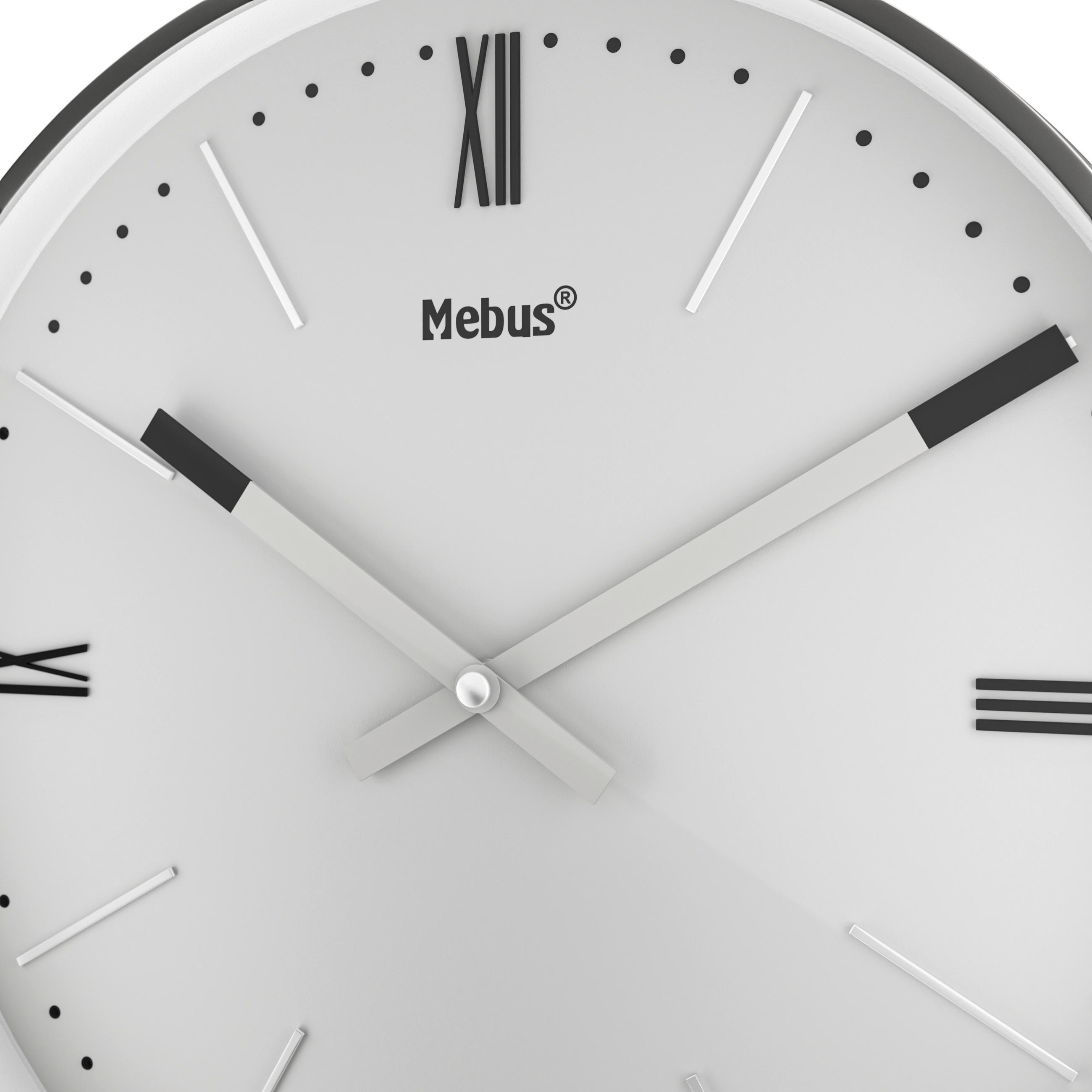 WANDUHR 25 cm   - Silberfarben/Weiß, Basics, Kunststoff (25cm)