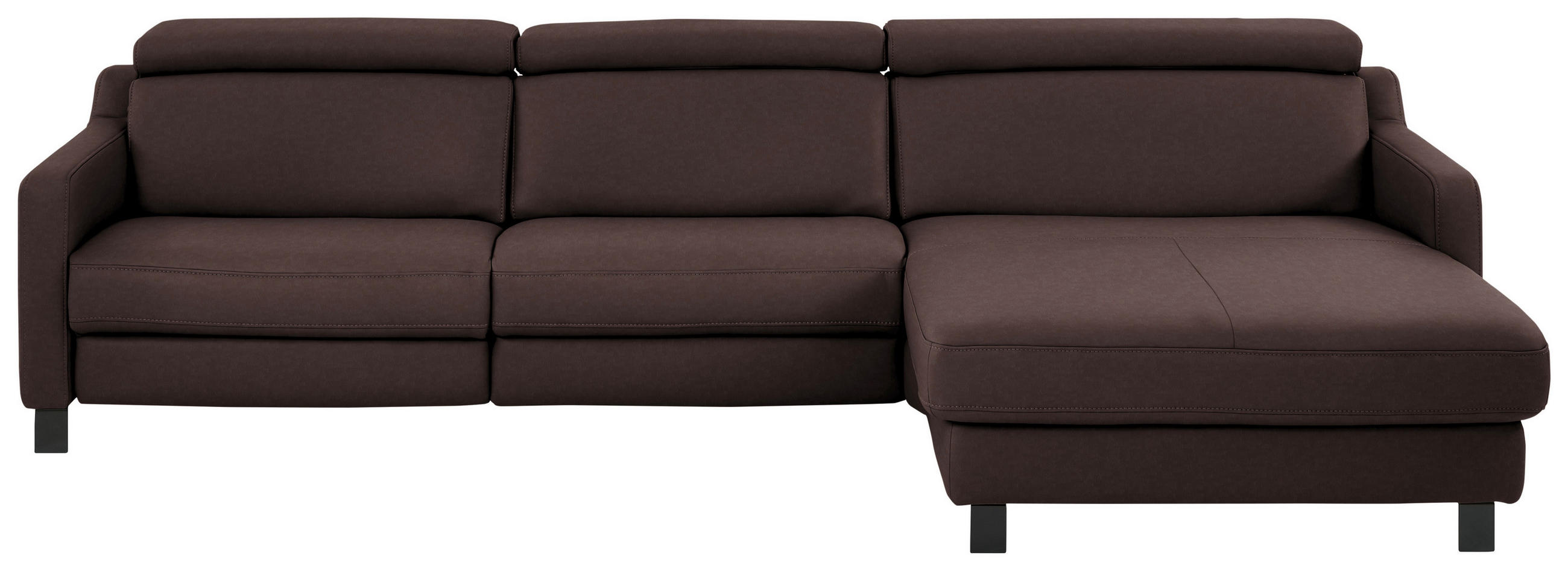 ECKSOFA in Echtleder Dunkelbraun  - Dunkelbraun/Schwarz, Design, Leder/Metall (291/176cm) - Valdera
