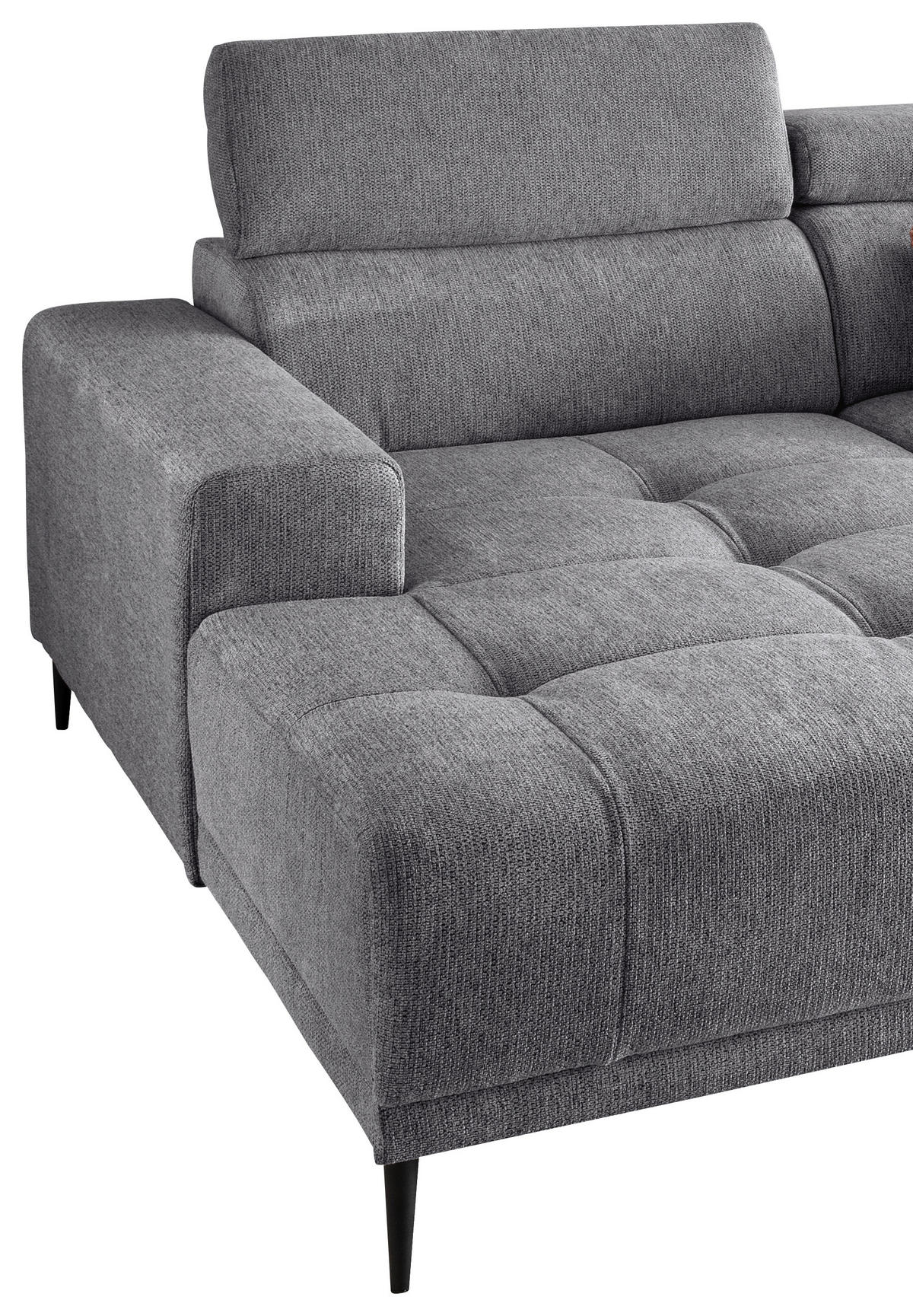 ECKSOFA in Chenille Dunkelgrau  - Dunkelgrau/Schwarz, Konventionell, Textil/Metall (200/188cm) - Livetastic