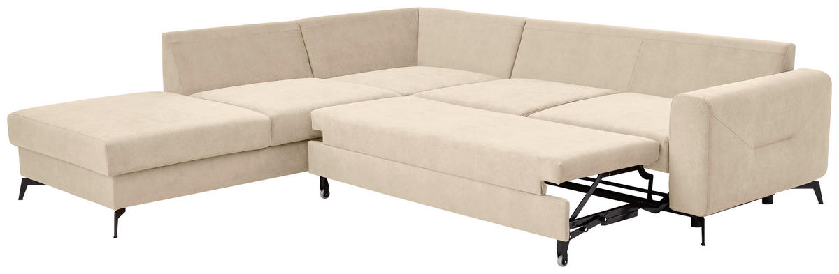 ECKSOFA in Chenille Beige  - Beige/Schwarz, Konventionell, Textil/Metall (257/275cm) - MID.YOU