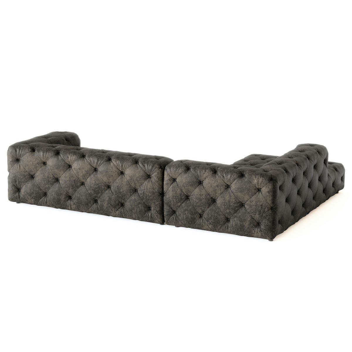 ECKSOFA Lederlook Anthrazit  - Anthrazit/Schwarz, Design, Kunststoff/Textil (228/325cm) - P & B