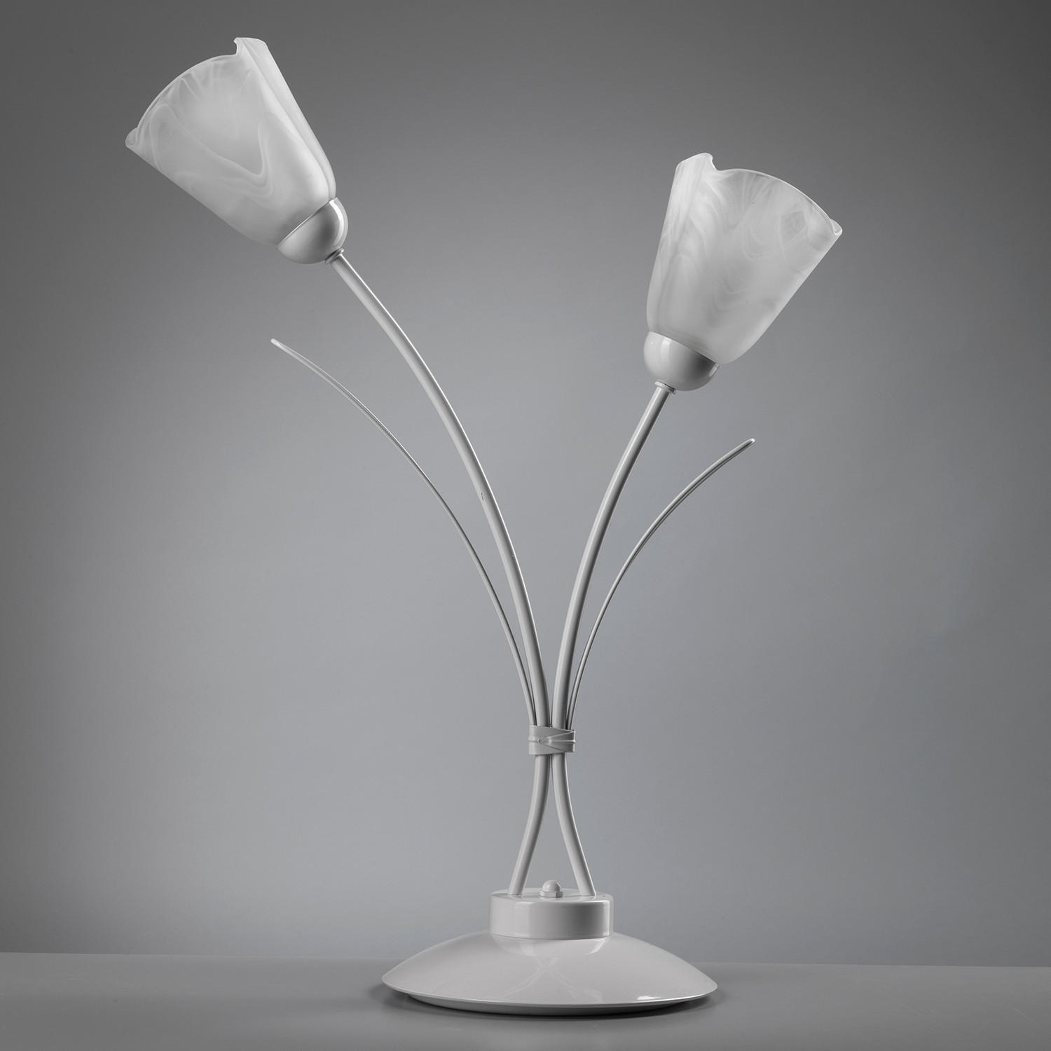 NACHTTISCHLEUCHTE 42/60 cm   - Weiß, KONVENTIONELL, Glas/Metall (42/60cm)