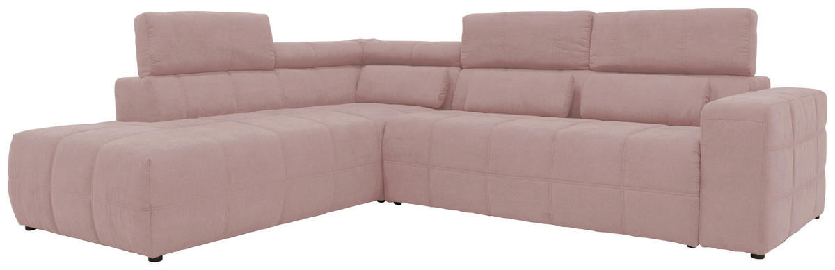 ECKSOFA Rosa Mikrofaser  - Schwarz/Rosa, Design, Kunststoff/Textil (228/275cm) - MID.YOU