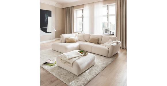 ECKSOFA  in Chenille Naturfarben  224/307 cm  - Schwarz/Naturfarben, KONVENTIONELL, Kunststoff/Textil (224/307cm) - Hom`in