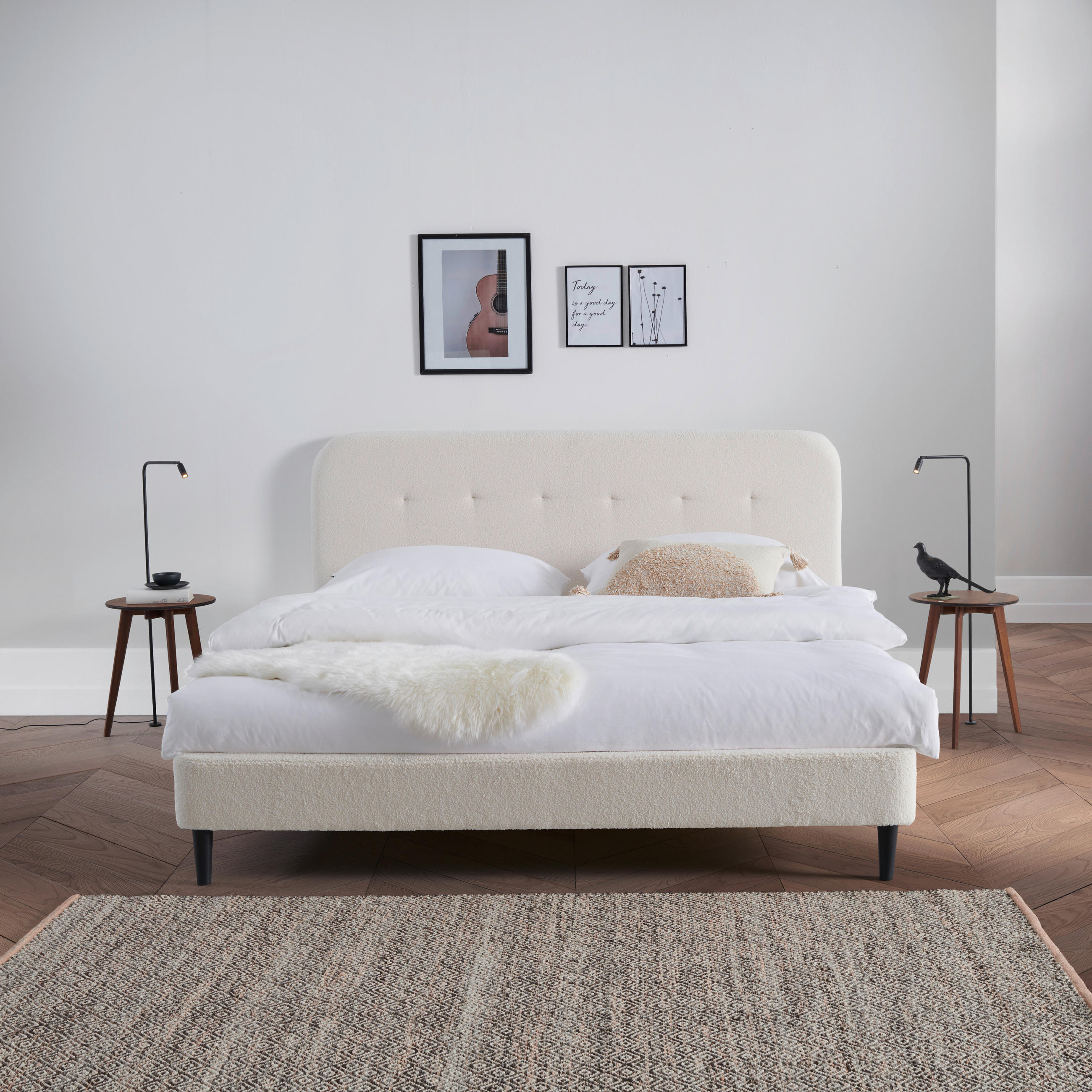 Livetastic ČALOUNĚNÁ POSTEL, 180/200 cm, bílá