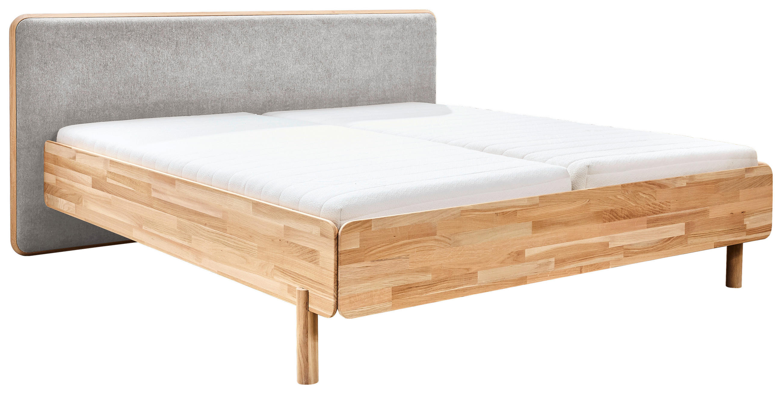 BETT 180/200 cm,  in Grau, Hellbraun,  - Hellbraun/Grau, Natur, Holz/Textil (180/200cm) - Linea Natura