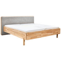 BETT 180/200 cm,  in Grau, Hellbraun,  - Hellbraun/Grau, Natur, Holz/Textil (180/200cm) - Linea Natura