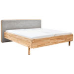 BETT 180/200 cm,  in Grau, Hellbraun,  - Hellbraun/Grau, Natur, Holz/Textil (180/200cm) - Linea Natura