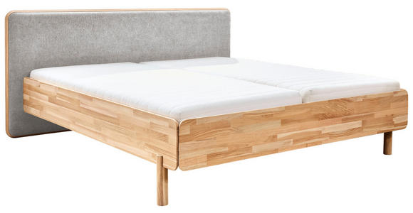 BETT 180/200 cm,  in Grau, Hellbraun,  - Hellbraun/Grau, Natur, Holz/Textil (180/200cm) - Linea Natura