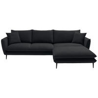 ECKSOFA Schwarz Webstoff  - Schwarz, KONVENTIONELL, Textil/Metall (304/196cm) - Hom`in