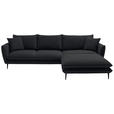ECKSOFA  in Webstoff Schwarz  304/196 cm  - Schwarz, KONVENTIONELL, Textil/Metall (304/196cm) - Hom`in