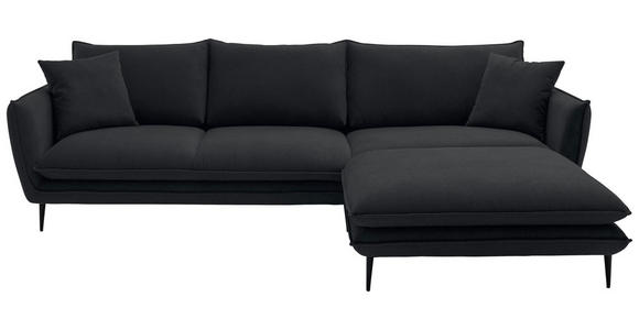ECKSOFA  in Webstoff Schwarz  304/196 cm  - Schwarz, KONVENTIONELL, Textil/Metall (304/196cm) - Hom`in