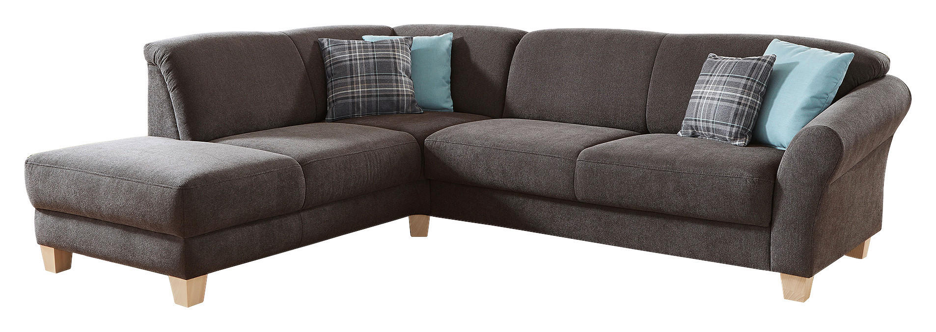 ECKSOFA in Flachgewebe Dunkelbraun  - Dunkelbraun/Naturfarben, Konventionell, Holz/Textil (212/257cm) - Sit & More