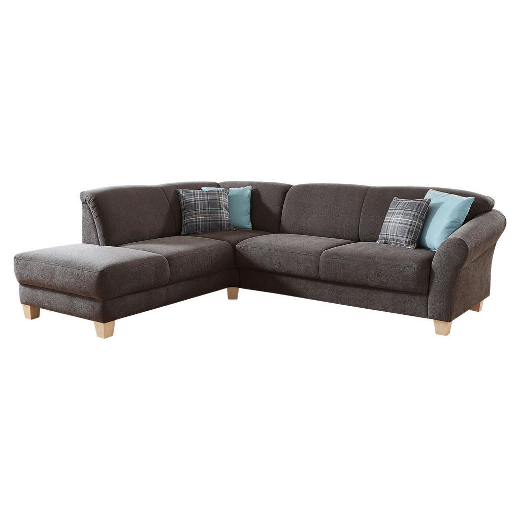 Thumbnail - Sit & More Ecksofa, Dunkelbraun, Textil, Buche, 6-Sitzer, Ottomane links, L-Form, 257x212 cm, Goldenes M, DGM-Klimapakt,...