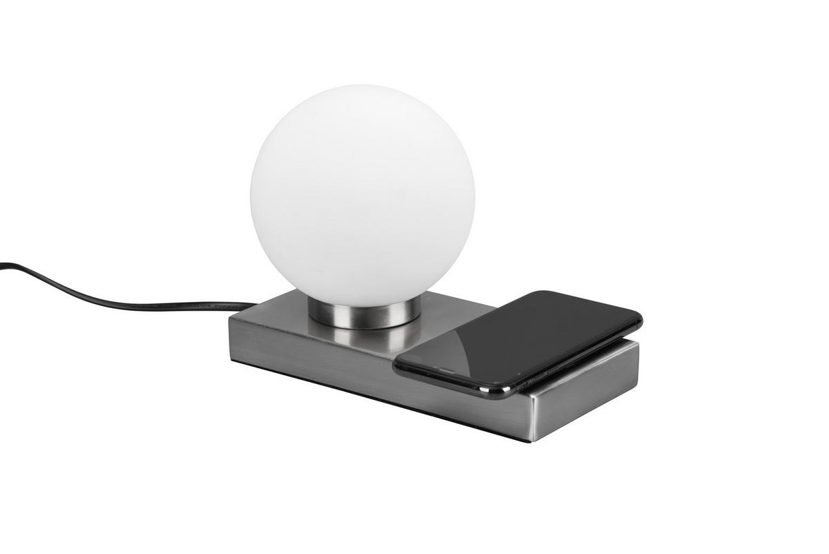 TISCHLEUCHTE - Weiss/Nickelfarben, Basics, Glas/Metall (20/10/15cm)